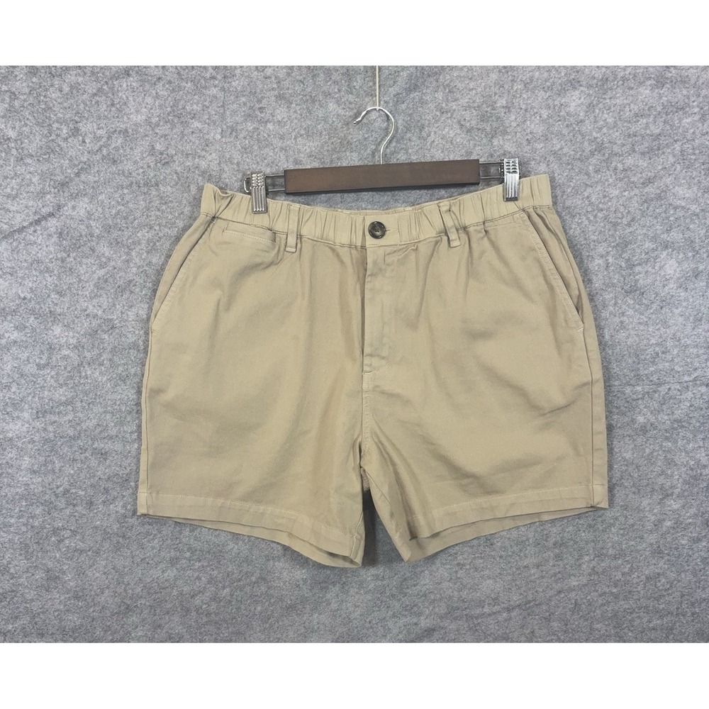 COVE Chino Shorts Mens 34 Khaki Tan Pockets Elastic Waist 5" Inseam